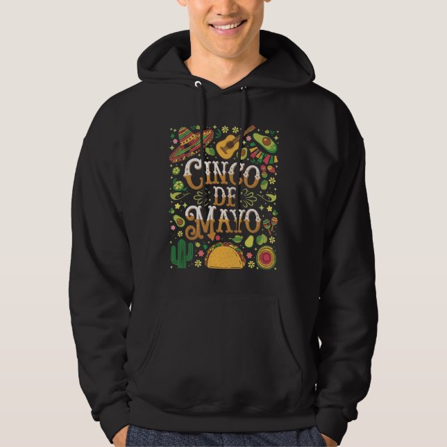 Veste À Capuche Éléments de fête mignons de la fête Cinco De Mayo (Devant)
