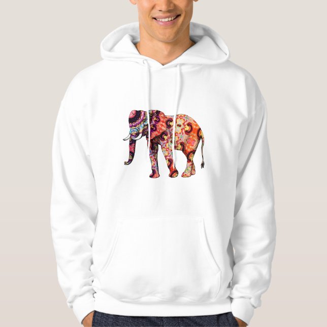 Veste À Capuche Éléphant abstrait coloré (Devant)