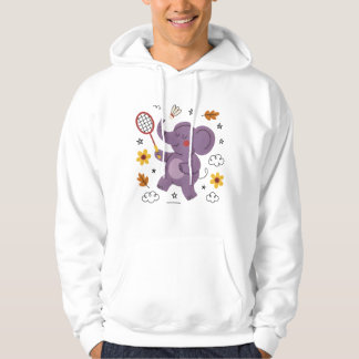Veste À Capuche Éléphant drôle jouant au badminton pour les animau