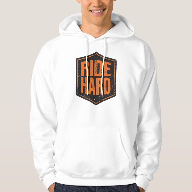 Veste À Capuche Emblème de biker rustique "Ride Hard" (Devant)