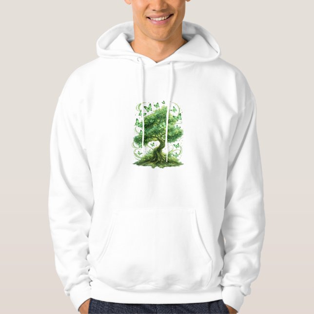 Veste À Capuche emerald green butterfly tree nature wall art (Devant)