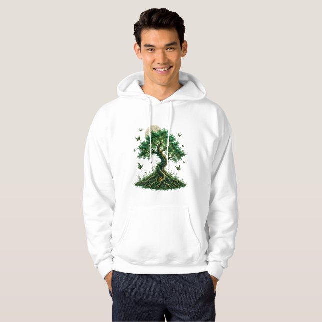 Veste À Capuche emerald magic tree white hoodie (Devant entier)