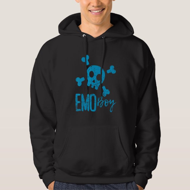 Veste À Capuche Emo Boy Blue Skull Emo Goth Music Ados émotionnels (Devant)