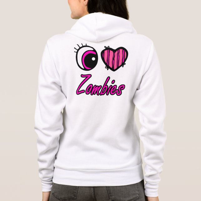 Veste À Capuche Emo Coeur des yeux J'aime les zombies (Dos)