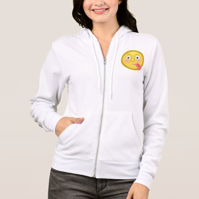Veste À Capuche Émoji Langue Sortie Visage Drôle Rigolo (Devant)