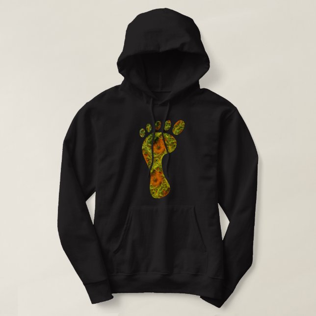 Veste À Capuche Empreinte de la feuille de palme verte fractale (Design devant)