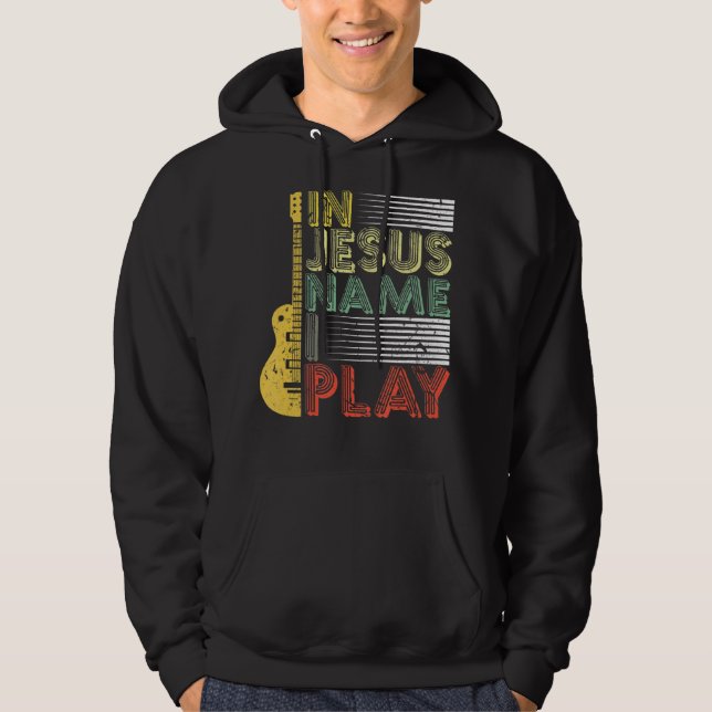 Veste À Capuche En Jésus Nom Je Joue Guitare Chrétien Amant Musiqu (Devant)
