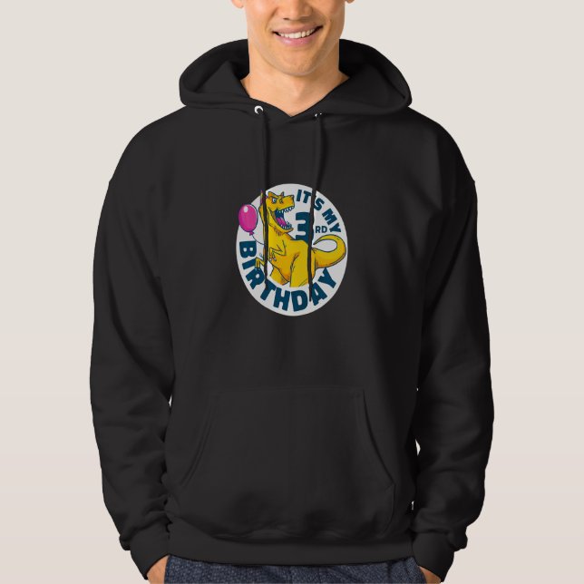 Veste À Capuche Enfants C'est mon 3e anniversaire Joyeux 3 ans Rex (Devant)