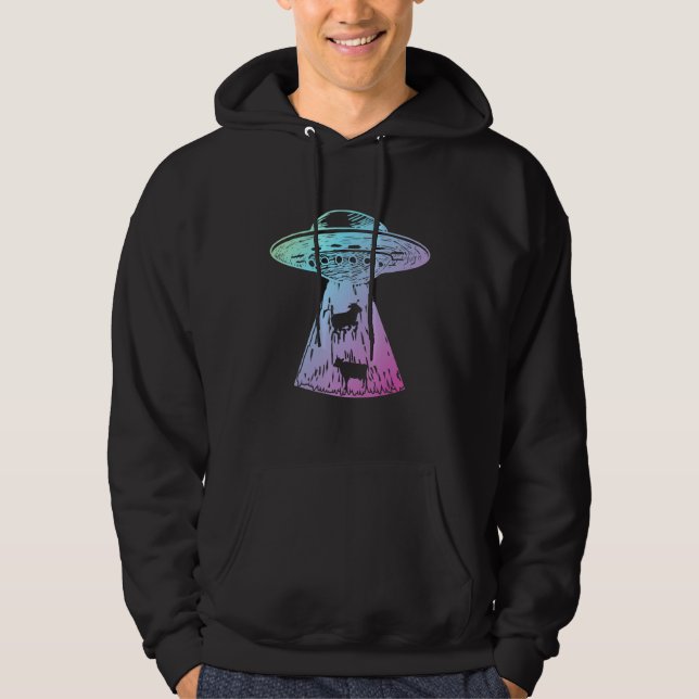 Veste À Capuche Enlèvement d'Alien Ufo Cow (Devant)