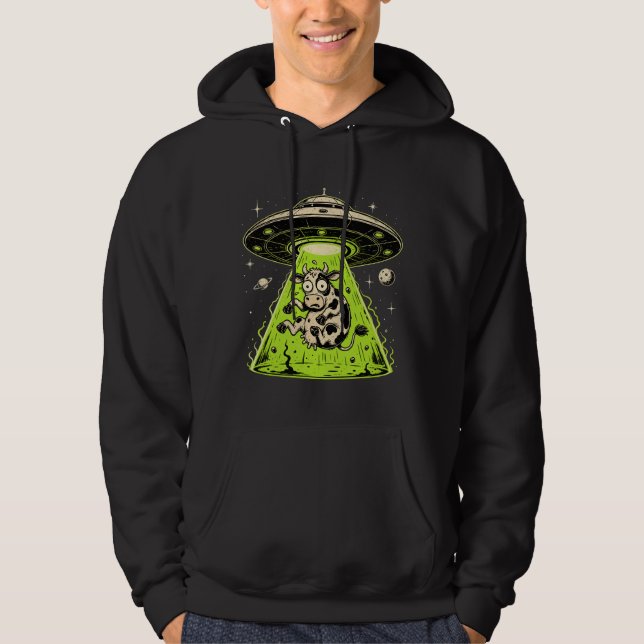 Veste À Capuche Enlèvement de vache extraterrestre Weirdcore Surré (Devant)