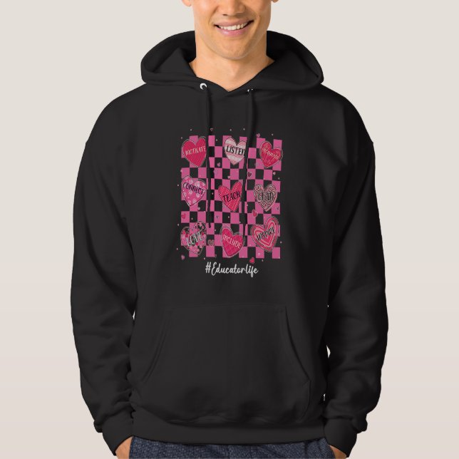 Veste À Capuche Enseignant Coeur Enseigner l'amour Inspirer les fe (Devant)