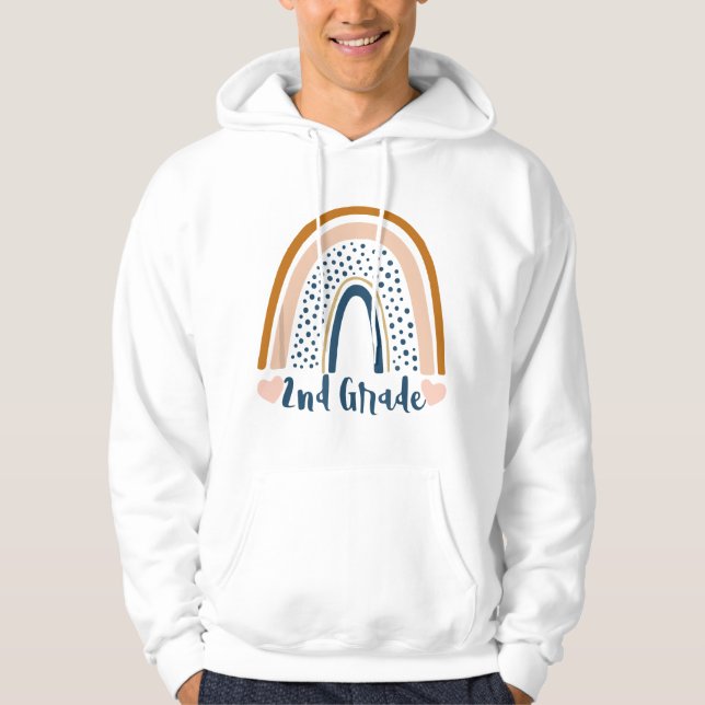 Veste À Capuche Enseignant de 2e année Arc-en-ciel Drôle de Rentré (Devant)