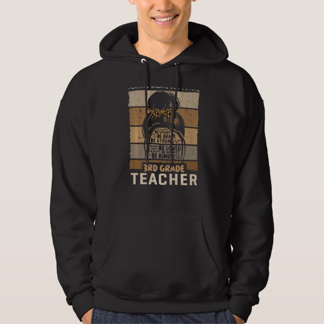 Veste À Capuche Enseignant de 3e année et école primaire de 3e ann (Devant)