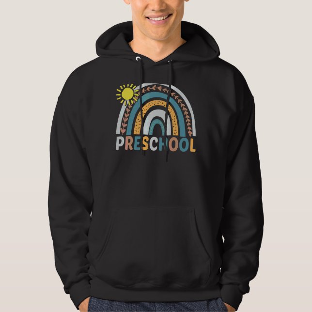 Veste À Capuche Enseignant Préscolaire Boho Rainbow Retour À L'Éco (Devant)