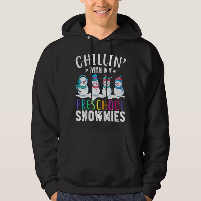 Veste À Capuche Enseignant Snowman Chillin' Avec Mon Préscolaire S (Devant)
