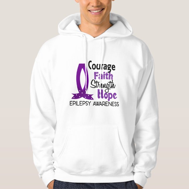 Veste À Capuche Épilepsie d'espoir de force de foi de courage (Devant)
