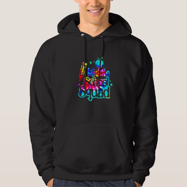 Veste À Capuche Équipe de l'école intermédiaire Tie Dye de retour  (Devant)