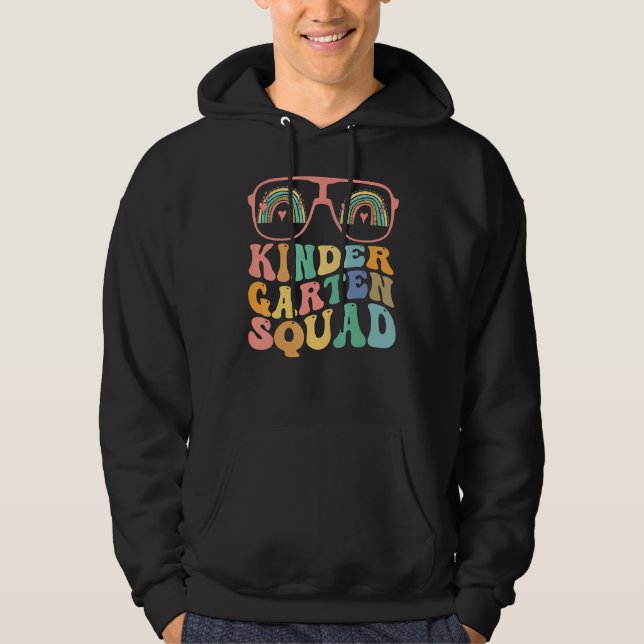 Veste À Capuche Équipe de maternelle rétro groovy Kinder Squad Ens (Devant)