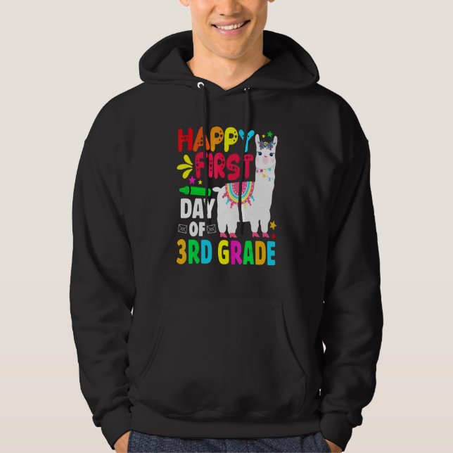 Veste À Capuche Équipe de professeurs de lama mignons de 3e année  (Devant)