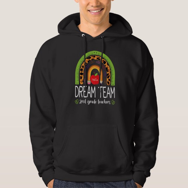 Veste À Capuche Équipe de rêve Enseignants de 2e année Boho Rainbo (Devant)