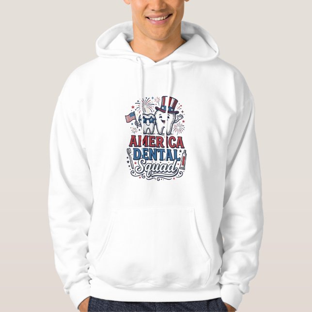 Veste À Capuche Équipe dentaire américaine dessin vectoriel de den (Devant)
