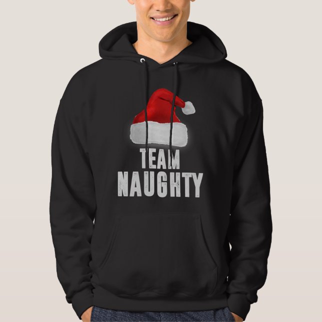 Veste À Capuche Équipe Naughty Funny Noël Pyjama Famille Matchin (Devant)