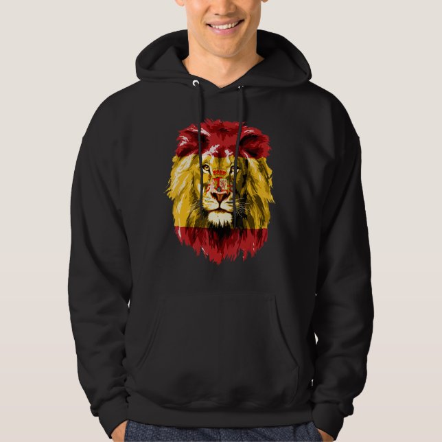 Veste À Capuche Espagne Flag Pride Lion Face España Espagne Espagn (Devant)