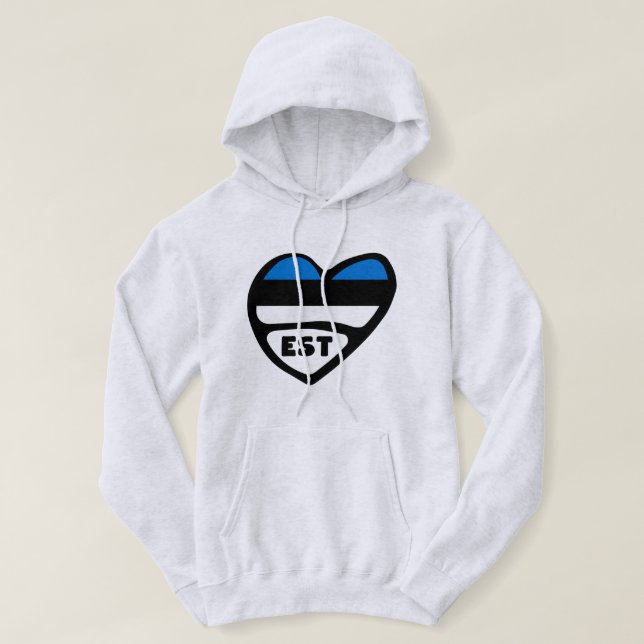 Veste À Capuche Estonie Code Pays Coeur Drapeau, EST (Design devant)
