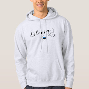 Veste À Capuche Estonie Coeur, drapeau estonien