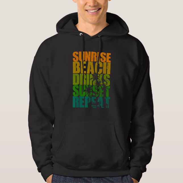 Veste À Capuche Été Sunrise Beach Boissons Sunset Repeat Beach (Devant)