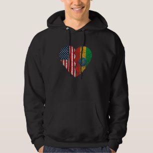 Veste À Capuche Ethiopian American Flag Heart États-Unis Ethiop