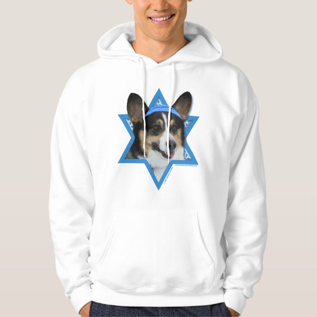 Veste À Capuche Étoile de David de Hanoukka - corgi (Devant)