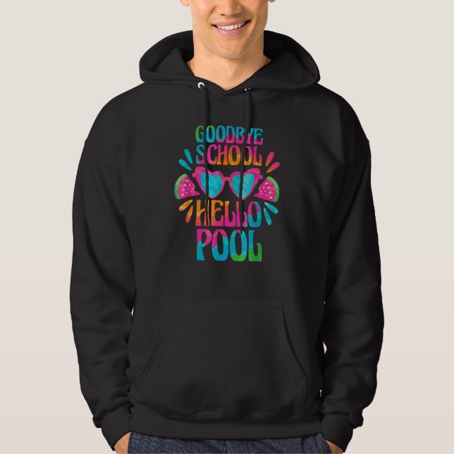Veste À Capuche Étudiant d'été Bye Bye école Hello Pool (Devant)