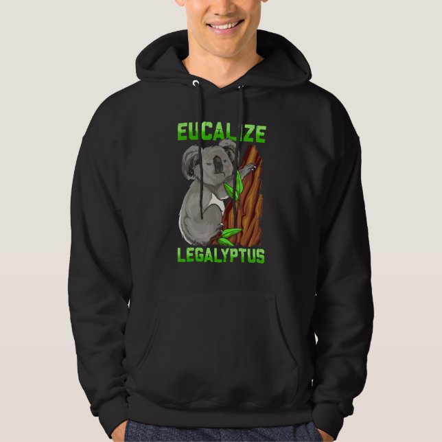 Veste À Capuche Eucalize Legalyptus Stoner Koala Bear Pun Meme (Devant)