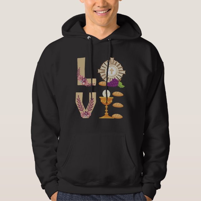 Veste À Capuche Eucharis 1ère Communion catholique pour les filles (Devant)