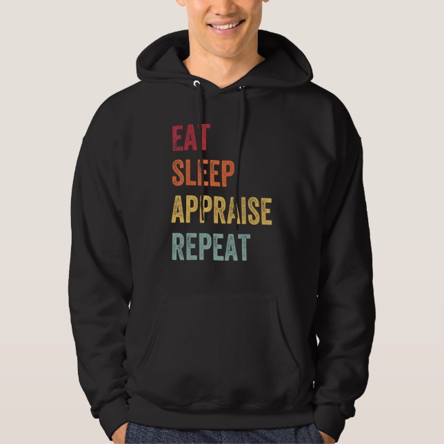 Veste À Capuche Évaluateur Manger Dormir Évaluer Répéter Applicati (Devant)