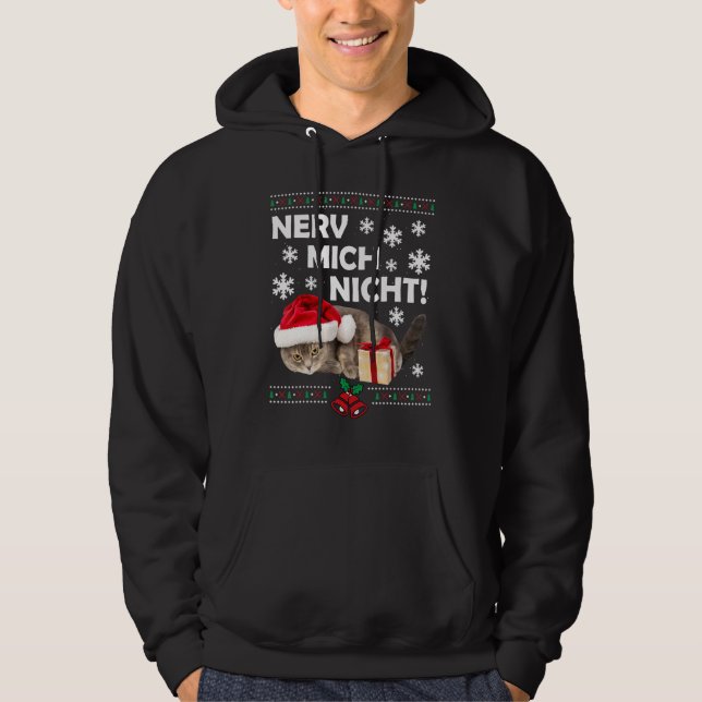 Veste À Capuche Evil Chat Père Noël Vilain Noël Triste Chat Noël (Devant)