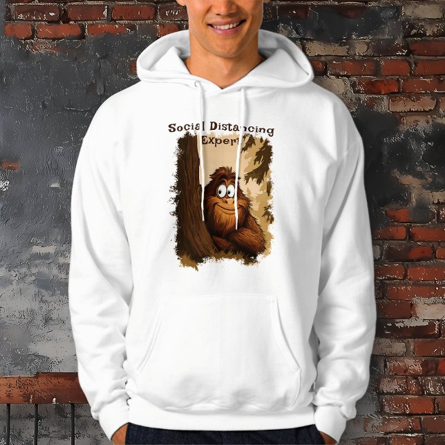 Veste À Capuche Expert en Distances Sociales Sasquatch (Social Distancing Expert Cartoon Sasquatch Hoodie)