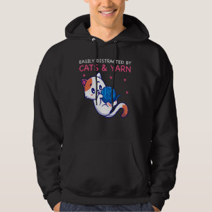 Veste À Capuche Facilement distrait par Chats et Tricot de Fils Kn