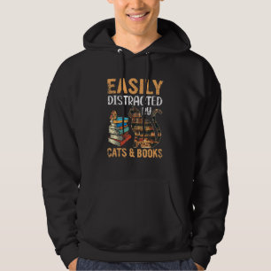 Veste À Capuche Facilement Distrait Par Chats & Livres Drôle Kitte