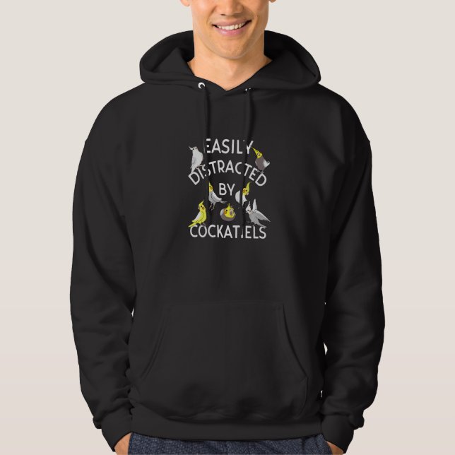 Veste À Capuche Facilement Distrait Par Cockatiels Mignons Oiseaux (Devant)