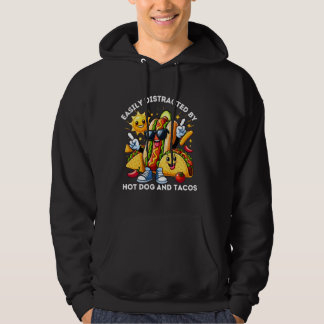 Veste À Capuche Facilement distrait Par hot dog et Tacos, drôles d