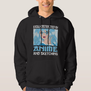 Veste À Capuche Facilement distrait par l'Anime et l'esquisse mign