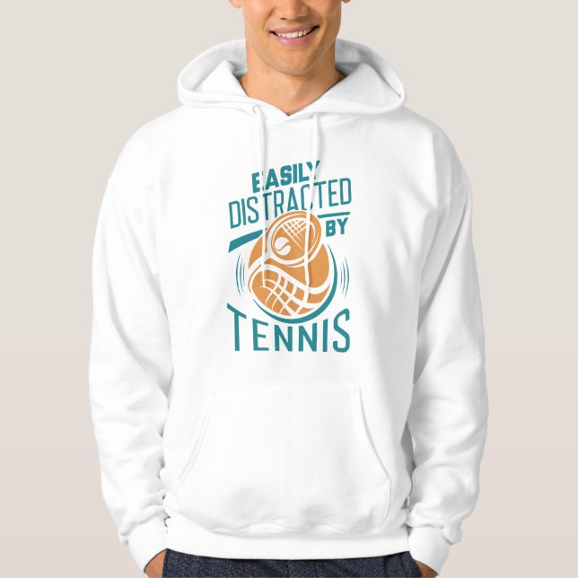 Veste À Capuche Facilement Distrait Par Le Tennis (Devant)