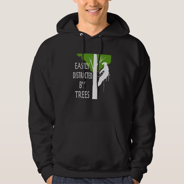 Veste À Capuche Facilement Distrait Par Les Arbres Arbre Arboriste (Devant)