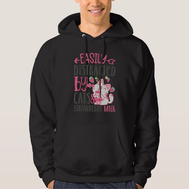 Veste À Capuche Facilement Distrait Par Les Chats Et Lait De Frais (Devant)