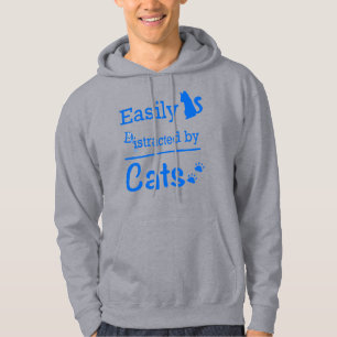 Veste À Capuche Facilement distrait par les chats, typographie amu