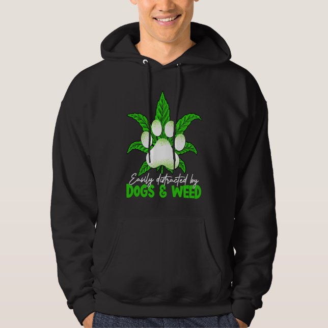 Veste À Capuche Facilement Distrait Par Les Chiens Herbe Chiens (Devant)