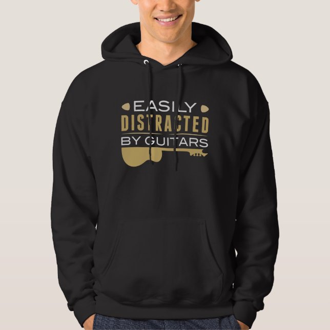 Veste À Capuche Facilement Distrait Par Les Guitares (Devant)