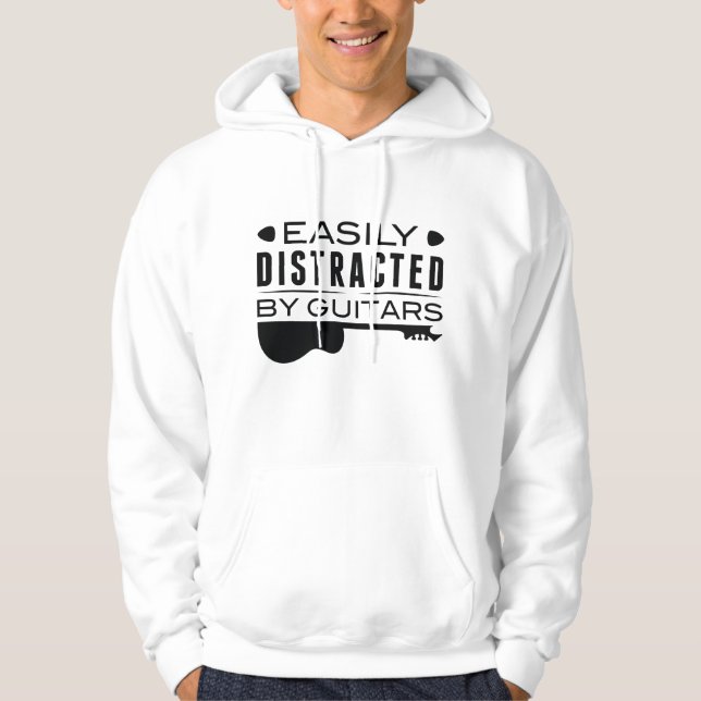 Veste À Capuche Facilement Distrait Par Les Guitares (Devant)